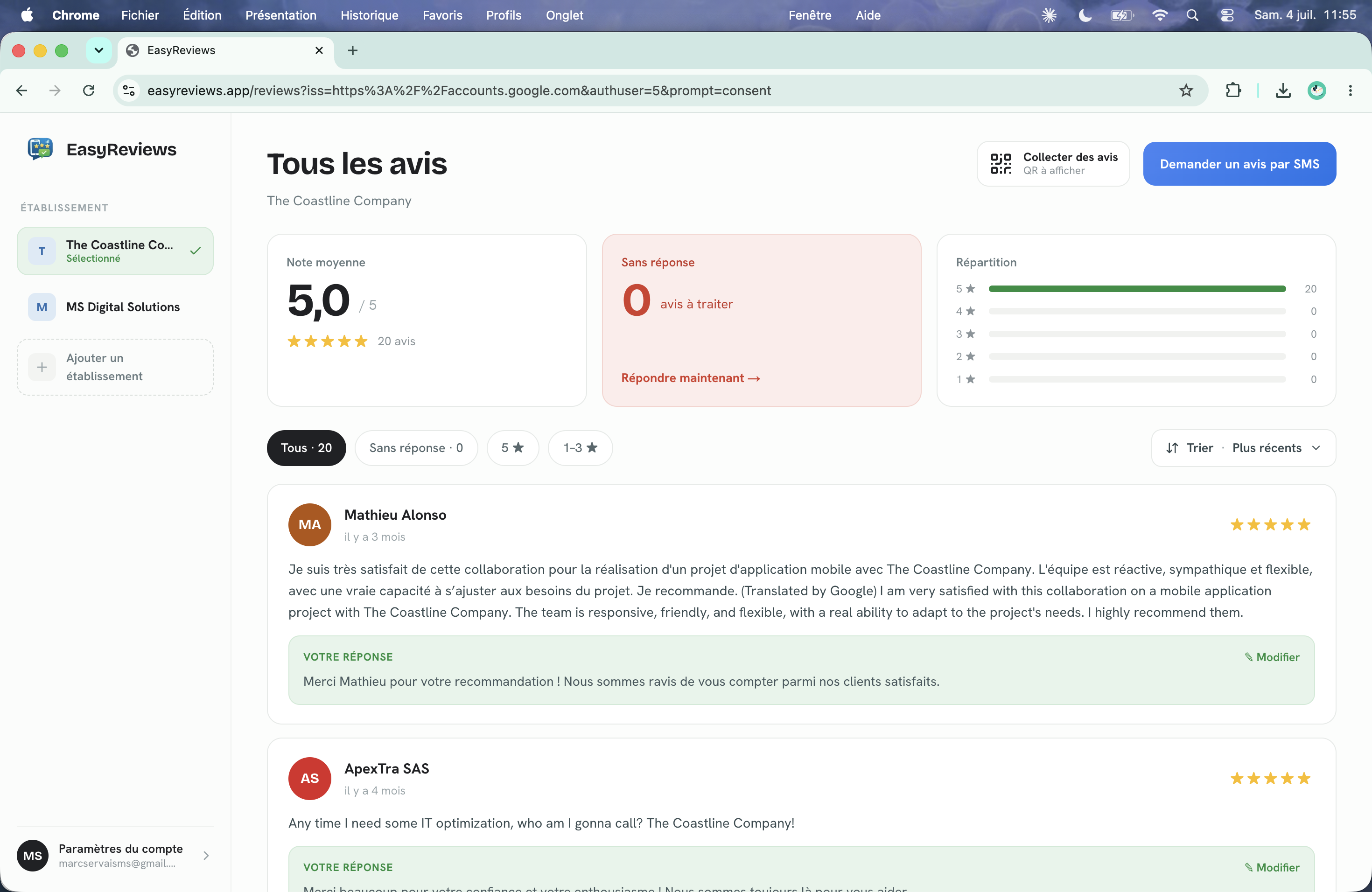 EasyReviews Dashboard